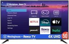 Westinghouse Roku TV - 50 Inch Smart TV, 4K UHD LED TV with Wi-Fi Connectivity and Mobile App, Flat Screen TV Compatible with Apple Home Kit, Alexa and Google Assistant