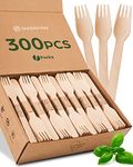 Wooden Disposable Forks - 300 Piece Wood Compostable Forks - Eco Friendly Biodegradable Utensils for Party - Free from Plastic Cutlery Set - Disposable Cutlery Fork for Eating - Compostable Utensils