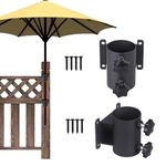 VANROUG Heavy Duty Patio Umbrella Holder,Patio Umbrella Stand Umbrella Clamp Mount Bracket for Deck Railing, Mount to Deck, Fences ,Balcony or Outdoor Courtyard etc (2)