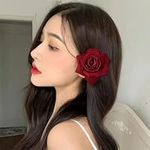 Red Rose Hair Clip for Women Girls 