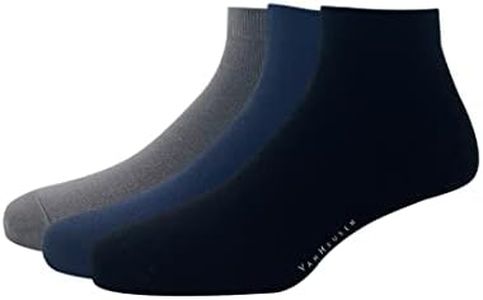 Van Heusen Mens Cotton Ankle Length Socks (Pack of 3) Dark Grey, Navy, Black