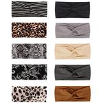 DRESHOW 10 Pack Headbands for Women Vintage Headwraps Wide Turban Cross knotted Girls Hair Bands Accessories