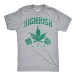 Mens Highrish T Shirt Funny 420 High Irish Clover Sarcastic Saint Patricks Day, Light Heather Grey, Large