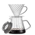 Vandroop Pour Over Coffee Maker-V60 Glass Coffee Dripper with Handle and 600ml Coffee Server, Coffee Pour Over Set for Home&Office(Borosilicate Glass, 1-4 Cups)