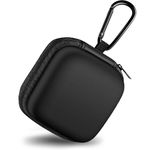 Woyinger Square Earbud Case Portable EVA Carrying Case Storage Bag Cell Phone Accessories Organizer with Carabiner for Wireless Earphone, Earbud, Earpieces, SD Memory Card, Camera Chips, Black