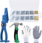 Keadic 423 Pcs Nail Hammer Hardware Kit Contains Galvanized Nails 8oz Mini Claw Hammer Nail Holder and Work Gloves for Home Improvement Wall Mounting Hanging Pictures