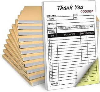 20 Pack Thank You Receipt Book, 2-Part Carbonless Sales Invoice Book with Cardboard for Small Boutique Business, (8.3x5.5 Inches, 50 Sets*20)