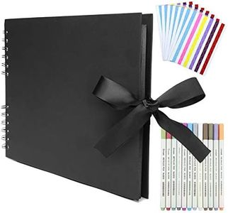 Album Photo à Coller,Scrapbooking, Pages Noires 80 Pages Album Photo Vierge,Livre Photo Scrapbook avec 12 Marqueur Métalliques 714 Coin Photo Adhesif Cadeaux de Noël-Noir