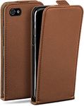 MoEx Magnetic Flip Case compatible with iPhone 4s / iPhone 4 | 360° protection faux leather, Saddle brown