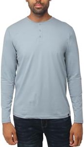 X RAY Men's Men's Henley Shirts Long Sleeve, 95% Cotton Stretch Basic Slim Fit Henley Shirts for Men, Slate Blue, 3X-Large