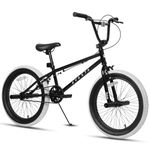 AVASTA 20 Inch Big Kids BMX Bike Freestyle Bicycle for Teen Age 6 7 8 9 10 11 12 13 14 Years Old Boys Girls Teenager with 4 Pegs, Black & Grey