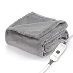 Sunbeam Royal Posh Dove Grey Heated Personal Throw/Blanket, Cozy-Warm, Adjustable Heat Settings