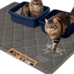 GORILLA GRIP Cat Litter Box Mat, 47x35, Water Resistant, US Designed Kitty Litter Trapping Mats, Easy to Clean, Scatter Control, Less Mess and Clean Floors, Kitten Supplies for Indoor Cats, Dark Gray