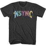 NSYNC Boy Band Color Logo Vintage Style Adult Short Sleeve T Shirt Graphic Tees, Black, X-Large