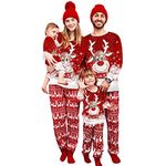 DOZZlOR Matching Family Pajamas Sets Printed Christmas Nightwear Long Sleeve Tee and Pants Loungewear(14,Baby)