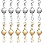 LFRANK 12 Pieces Locking Magnetic Jewelry Clasp Round Necklace Clasp Closures Bracelet Extender for Jewelry Making (Gold, Silver)