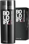 BOLDIFY Hair Fibers (28g) Fill In Fine and Thinning Hair for an Instantly Thicker & Fuller Look - Best Value & Superior Formula -14 Shades for Women & Men - BLACK