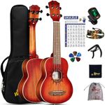 Winzz Ukulele Soprano for Adults Beginners, 21 inch Mahogany Ukulele for Kids Childs Starter Kit, Unique Ukulele Gifts Set, Unique Design (Carbon Strings, Matte Sunburst)