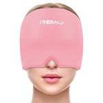 iTHERAU Migraine Ice Head Wrap, Migraine Relief Cap, Headache Relief Hat for Migraine, Stretchable Cooling Compress Headache Mask Pink Headache Ice Pack for Puffy Eyes, Tension, Sinus & Stress Relief