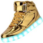 PADGENE Lights Up Trainers High Top USB Charging LED Flashing Trainers Shoes Sneakers for Women& Men,Gold,7 UK EU41