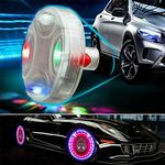 MACHSWON 4pcs Solar Car Tire Wheel Lights,Car Wheel Tire Air Valve, Solar hub lamp Cap Light with Motion Sensors Colorful LED, Tire Light Gas Nozzle,for Car Bicycle Motorcycles