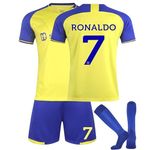 KARAZZO Kids Soccer Jersey #7 Boys Jersey Kit Football Suit Soccer Sportswear with Shorts and Socks for Boys and Girls (Yellow, 24)