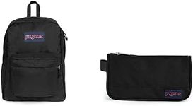 JANSPORT SuperBreak One Backpack, 42.5 cm, 26 L, Black (Black)+Medium Accessory Pouch, 22 cm, 0.8 L, Black (Black)