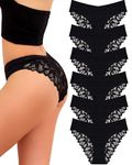 READY TO LOVE Seamless Knickers for Women Lace Brazilian Knickers for Women Sexy Panties for Women Seamless Underwear Women Multipack Black