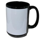 SDN Custom 15 oz AAA Coated Black Sublimation Ceramic Mug with White Strip - Blank Ceramic Coffee Cups Set for Printing and DIY Gifts – Oven and Mug Press Compatible (6 Pack)