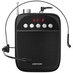 DIGIMORE Portable Voice Amplifier | 10W Loud Speaker w Head Mic | BT 5.0, USB MP3, FM, TF Card & Recording Feature | 8Hrs Battery Life | for Tour Guides, Yoga, Fitness Instructors, Colleges (D-1220)