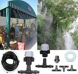 DIY Crafts Water Misting Cooling System Kit Summer Sprinkler Nozzle Outdoor Garden Greenhouse Park Plant Spray Hose Watering Sprayer (6 Pcs Misting Kit, Included Pipe + Faucet Connector + Accessory)