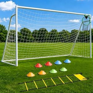 Soccer Goal 12×6, 8×6 and 6×4 FT Soccer Goals for Backyard, 2" Diameter Steel Soccer Goal for Kids and Adults Large Goal Post Powder Coated Galvanized Steel Post with Soccer Target Net for Training