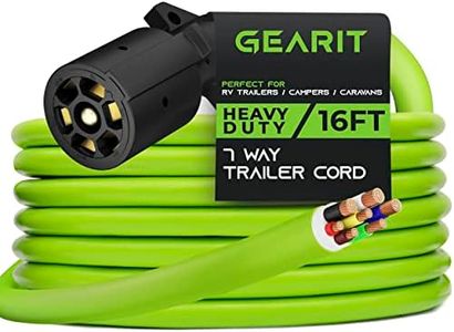 GearIT 7 Way Trailer Cord (16 Feet) 7-Pin Plug Weatherproof Heavy Duty Wiring Harness Cable for for RV Trailers and Campers - 16Ft