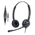 MKJ 3.5 mm Headset with Microphone Noise Canceling, Wired Cell Phone Headset for Call Centres Offices, 3.5 mm Computer Headphone with Mic for Business, Conference, Skype, Webex