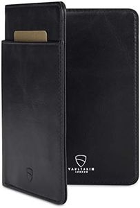 Vaultskin Kensington Passport and Vaccine Card Holder for Travel with RFID Blocking, Leather Card Case Cover for Men and Women (Black)