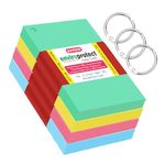 Suvigya Pre Punched Unruled Index Flash Cards with Binder Rings, Blank Plain, 3x5 Inch, Medium Size, 225 Gsm Cardstock, Multicolour, Pack of 160 Sheets with 3 Rings