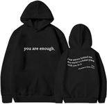 UNIQUEONE You Are Enough Sweatshirt Women Dear Person Behind Me Hoodie Sweatshirt Love Awareness Peace Oversized Pullover, Black, Small