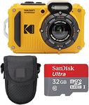 Kodak PIXPRO WPZ2 Rugged Waterproof Digital Camera Bundle with Black Point & Shoot Case + 32GB microSDHC Card (Yellow) Bundle (3 Items)