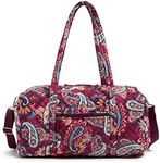 Vera Bradley Women's Cotton Medium Travel Duffel Bag, Paisley Jamboree - Recycled Cotton, One Size