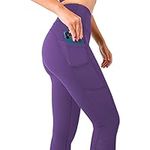 SEEMLY High Waisted Leggings with Pockets for Tummy Control | Breathable Yoga Pants Pack of 01, Purple, Large