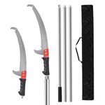 HASTHIP® Tree Pruning Pole Saw, 118'' Extendable Manual Tree Trimmer with 3 Stainless Steel Poles and Curved Blade, Handheld Branch Cutter with Hook for High Limb Gardening