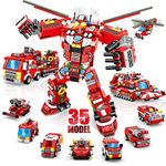 OKKIDY Robot Building Toys for Boys and Girls Age 6 to 10+ Year Old,836 PCS Creative Construction Truck Blocks Toys,35in1 STEM Educational Building Bricks City Fire Rescue Vehicles Kit Gift for Kids