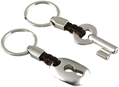 Llavero de los Pares Llavero de Cuero Creativo de Cerradura Dominante Anillo(Plata)