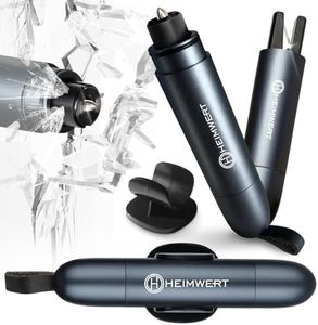 Heimwert Notfallhammer Gurtschneider - Notfall Hammer mit Testglas zum Üben - Zerstört insbesondere Verbund Sicherheitsglas der neuen Auto Generation - Federkorn Nothammer Emergency Car Tool (1 Stück)