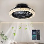 JIINOO Ceiling Fans with Lights,Black Ceiling Fan with LED Light,60W Modern Dimmable Ceiling Fan,Adjustable Wind Speed with Remote Control, 360° Rotating Ceiling Fan for Living Room,Bedroom