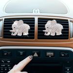 Ansodo 2pcs Car Air Vent Clip Charms,Crystal Car Diffuser Vent Clip,Fragrance Tablet Rhinestone Elephant Shape Diffuser, For Women Auto Interior Decor(Silver)