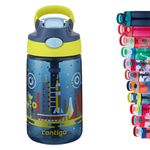 Contigo Gizmo Flip Autospout Kids Water Bottle with Flip Straw, BPA Drinks Bottle for Children, Leakproof Flask, Ideal for School and Sports, 420 ml, Nautical Blue with Space