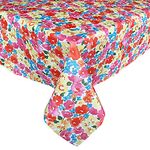 Waverly Shi Shi Impressionist Floral Indoor/Outdoor Print Fabric Tablecloth, Shabby Chic Multicolored Pastel Floral, Stain and Water Resistant Tablecloth, 60 Inch x 120 Inch Oblong/Rectangle