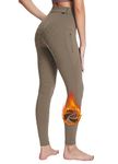 BALEAF Women's Horse Riding Leggings Fleece Lined Jodhpurs Equestrian Silicon Full Seat Breeches Tights with Pockets Brown L