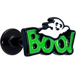 Body Candy Womens 16G Black PVD Steel Green Boo Ghost Labret Monroe Lip Ring Tragus Cartilage Stud 5/16"